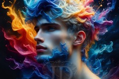 Abstract Male Art Ai Photos of Beautiful Men Enveloped by Vibrant Colors