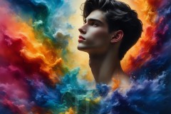 Abstract Male Art Ai Photos of Beautiful Men Enveloped by Vibrant Colors