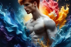 Abstract Male Art Ai Photos of Beautiful Men Enveloped by Vibrant Colors