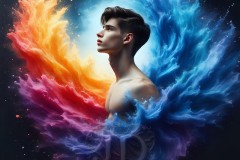 Abstract Male Art Ai Photos of Beautiful Men Enveloped by Vibrant Colors