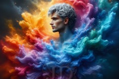 Abstract Male Art Ai Photos of Beautiful Men Enveloped by Vibrant Colors