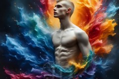 Abstract Male Art Ai Photos of Beautiful Men Enveloped by Vibrant Colors