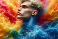Abstract Male Art Ai Photos of Beautiful Men Enveloped by Vibrant Colors