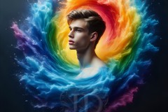 Abstract Male Art Ai Photos of Beautiful Men Enveloped by Vibrant Colors
