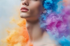 Abstract Male Art Ai Photos of Beautiful Men Enveloped by Vibrant Colors
