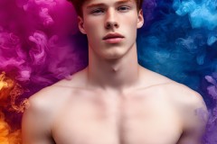 Abstract Male Art Ai Photos of Beautiful Men Enveloped by Vibrant Colors