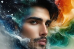 Abstract Male Art Ai Photos of Beautiful Men Enveloped by Vibrant Colors