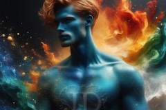 Abstract Male Art Ai Photos of Beautiful Men Enveloped by Vibrant Colors