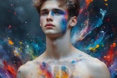 Abstract Male Art Ai Photos of Beautiful Men Enveloped by Vibrant Colors