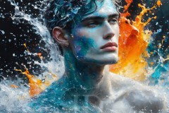 Abstract Male Art Ai Photos of Beautiful Men Enveloped by Vibrant Colors