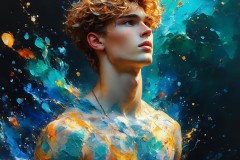 Abstract Male Art Ai Photos of Beautiful Men Enveloped by Vibrant Colors