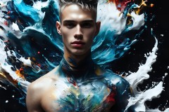 Abstract Male Art Ai Photos of Beautiful Men Enveloped by Vibrant Colors
