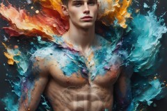 Abstract Male Art Ai Photos of Beautiful Men Enveloped by Vibrant Colors