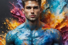 Abstract Male Art Ai Photos of Beautiful Men Enveloped by Vibrant Colors