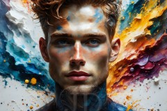 Abstract Male Art Ai Photos of Beautiful Men Enveloped by Vibrant Colors