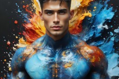 Abstract Male Art Ai Photos of Beautiful Men Enveloped by Vibrant Colors