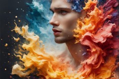 Abstract Male Art Ai Photos of Beautiful Men Enveloped by Vibrant Colors