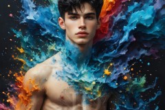 Abstract Male Art Ai Photos of Beautiful Men Enveloped by Vibrant Colors