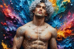 Abstract Male Art Ai Photos of Beautiful Men Enveloped by Vibrant Colors