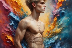 Abstract Male Art Ai Photos of Beautiful Men Enveloped by Vibrant Colors