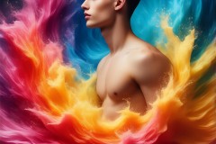 Abstract Male Art Ai Photos of Beautiful Men Enveloped by Vibrant Colors