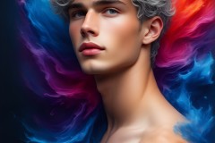 Abstract Male Art Ai Photos of Beautiful Men Enveloped by Vibrant Colors