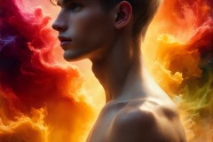 Abstract Male Art Ai Photos of Beautiful Men Enveloped by Vibrant Colors