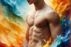 Abstract Male Art Ai Photos of Beautiful Men Enveloped by Vibrant Colors