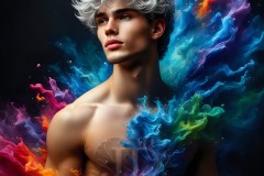 Abstract Male Art Ai Photos of Beautiful Men Enveloped by Vibrant Colors