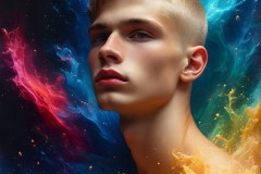 Abstract Male Art Ai Photos of Beautiful Men Enveloped by Vibrant Colors