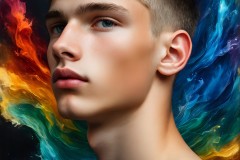 Abstract Male Art Ai Photos of Beautiful Men Enveloped by Vibrant Colors