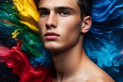 Abstract Male Art Ai Photos of Beautiful Men Enveloped by Vibrant Colors