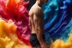 Abstract Male Art Ai Photos of Beautiful Men Enveloped by Vibrant Colors
