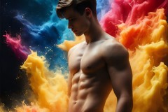 Abstract Male Art Ai Photos of Beautiful Men Enveloped by Vibrant Colors