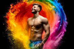 Abstract Male Art Ai Photos of Beautiful Men Enveloped by Vibrant Colors