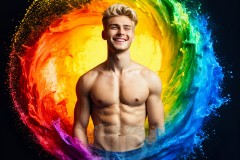 Abstract Male Art Ai Photos of Beautiful Men Enveloped by Vibrant Colors