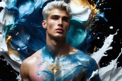 Abstract Male Art Ai Photos of Beautiful Men Enveloped by Vibrant Colors