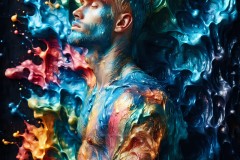 Abstract Male Art Ai Photos of Beautiful Men Enveloped by Vibrant Colors
