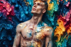 Abstract Male Art Ai Photos of Beautiful Men Enveloped by Vibrant Colors