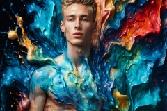 Abstract Male Art Ai Photos of Beautiful Men Enveloped by Vibrant Colors