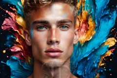 Abstract Male Art Ai Photos of Beautiful Men Enveloped by Vibrant Colors