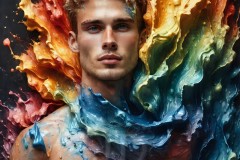 Abstract Male Art Ai Photos of Beautiful Men Enveloped by Vibrant Colors