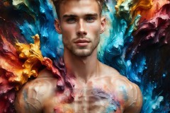 Abstract Male Art Ai Photos of Beautiful Men Enveloped by Vibrant Colors