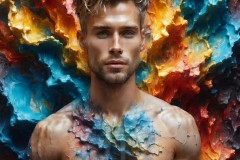 Abstract Male Art Ai Photos of Beautiful Men Enveloped by Vibrant Colors