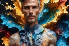 Abstract Male Art Ai Photos of Beautiful Men Enveloped by Vibrant Colors