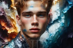 Abstract Male Art Ai Photos of Beautiful Men Enveloped by Vibrant Colors