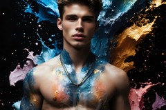 Abstract Male Art Ai Photos of Beautiful Men Enveloped by Vibrant Colors