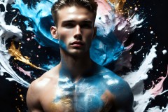 Abstract Male Art Ai Photos of Beautiful Men Enveloped by Vibrant Colors