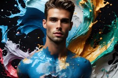 Abstract Male Art Ai Photos of Beautiful Men Enveloped by Vibrant Colors