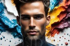 Abstract Male Art Ai Photos of Beautiful Men Enveloped by Vibrant Colors